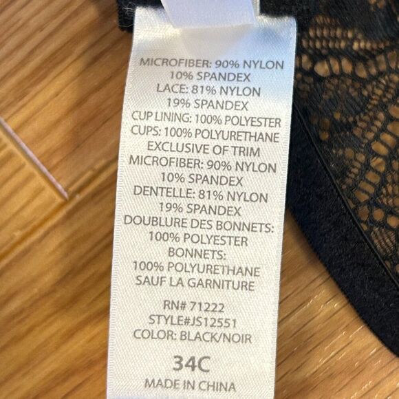 NWOT Jessica Simpson Black White Polka Dot Lace Bra - 34C - Picture 3 of 7